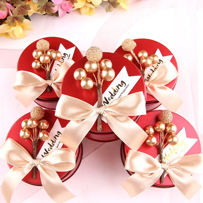 10/20pcs high-grade golden candy box wedding packaging gift box birthday party gift supplies metal round metal collection box