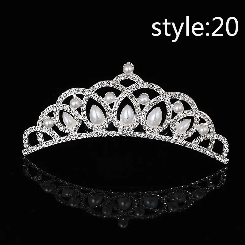 Style 20 Высокая мода маленькая принцесса Кристалл Мини диадемы и повязка в виде короны для детей девочек свадебная фата невесты декоративные украшения - Окраска металла: Style 20