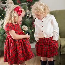 Испанское кружевное платье в клетку; платья принцессы; vestidos; элегантные платья; Рождественская Одежда для девочек; вечерние платья с кардиганом для подростков