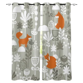 

Cartoon Animal Fox Forest Flowers New Simple Curtains Home Decoration Curtains Modern Home Supplies
