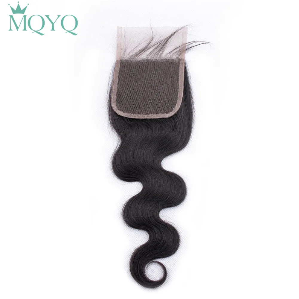 MQYQ волосы перуанские волосы объемная волна 4*4 закрытие шнурка человеческие волосы натуральный цвет не Реми волосы бесплатно/средняя/три части закрытие