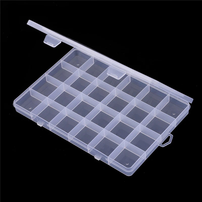 Jewelry Box 24Grids Plastic Storage Compartment Container for Beads earring rectangle Case