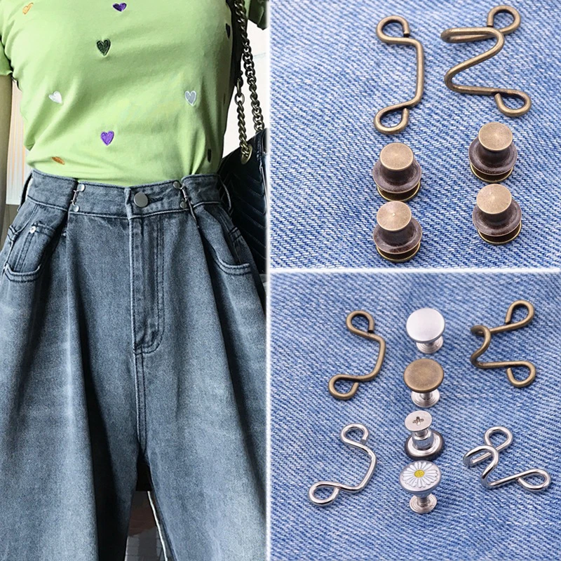 

Nail-free Waist Buckle Adjustable Snap Button Adjust Waist Removable Retractable Nail-free Pant Clothing Metal Button Sewing