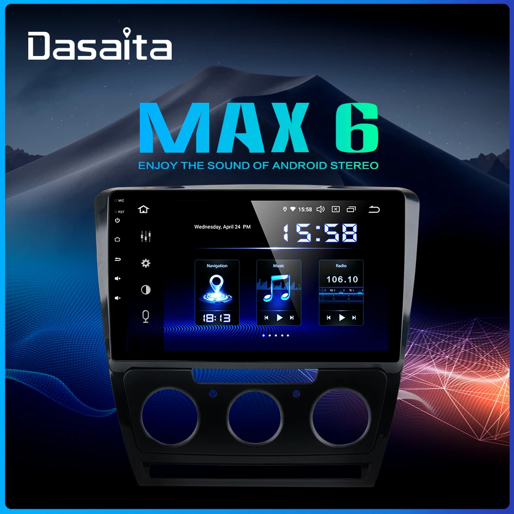Dasaita авто радио автомобиль Android 9,0 для Skoda Octavia 2007 2008 2009 2010 2011 2013 MAX6 1080p видео 10," ips Сенсорный экран