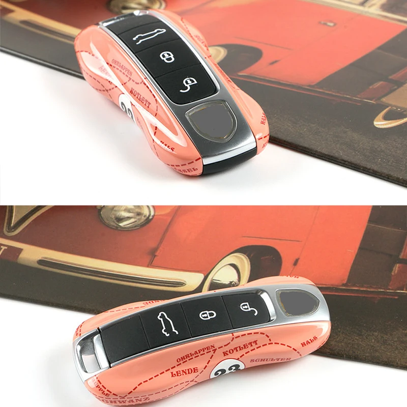 GTinthebox Pink Pig Limited Edition Design ABS 3-button Key Shell Holder Cover Case For 17-up Porsche Panamera& 19-up Cayenne