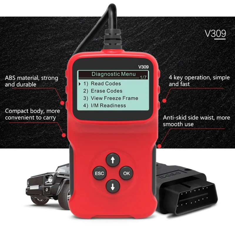 OBD2 V309 Vehicles Code Reader Automotive Erase/Reset Fault Codes
