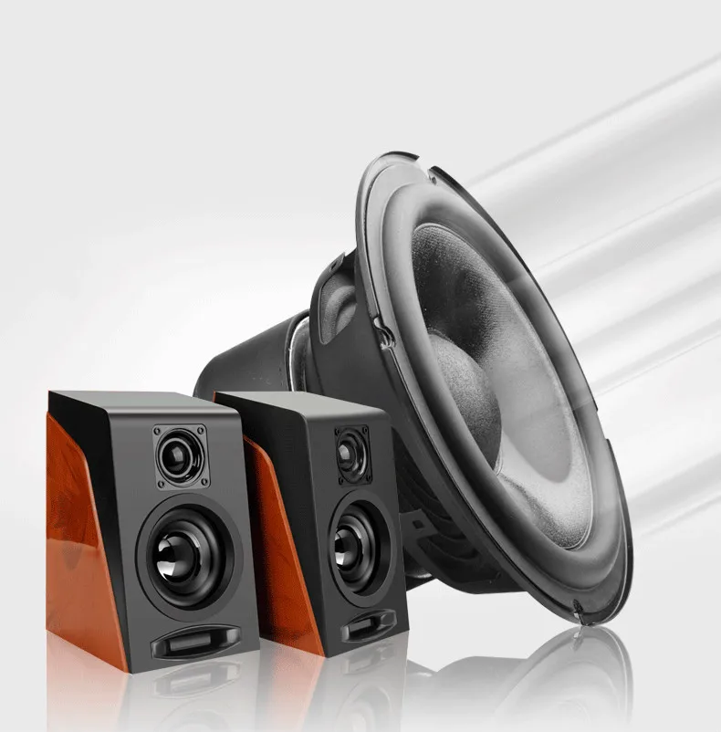 USB Wired Wooden Combination Speakers Computer Speakers Bass Stereo Music Player Subwoofer Sound Box For PC Phones