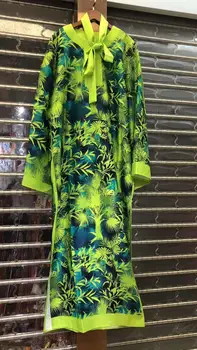 

Women Super Big Size Long Dress Autumn New Fashion Design Luxury Brand Beautiful Printed Sexy Side High Slit Long Maxi Dress