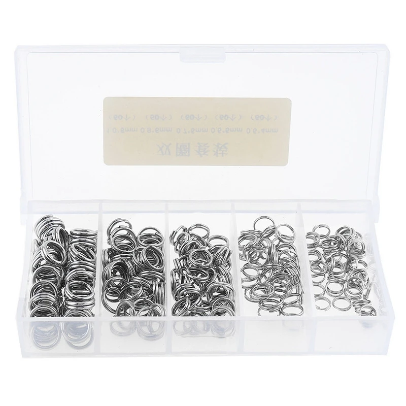 

250Pcs Stainless Steel Double Loop Fishing Ring Split Clip Swivel Quick Change Hook Connector Fishing Lure Bait Tool with Box