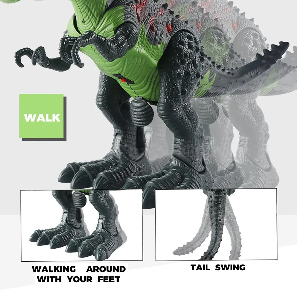 Remote Control Dinosaur Robot Walking Toy With Sound Light Educational Toys Spray Fire Dragon Electric Model Doll For Kids Gift