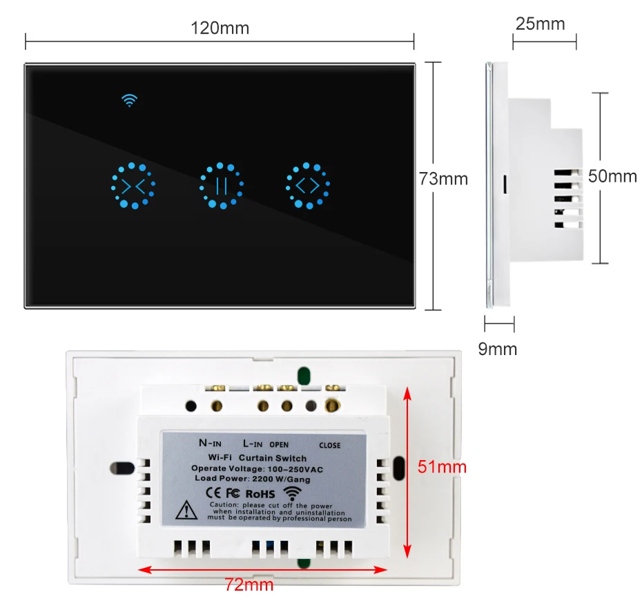 110 v-240 V WiFi Электрический сенсорный экран Смарт жалюзи шторы выключатель Ewelink приложение голосовой Управление от Alexa/Google home жалюзи двигатель/светильник