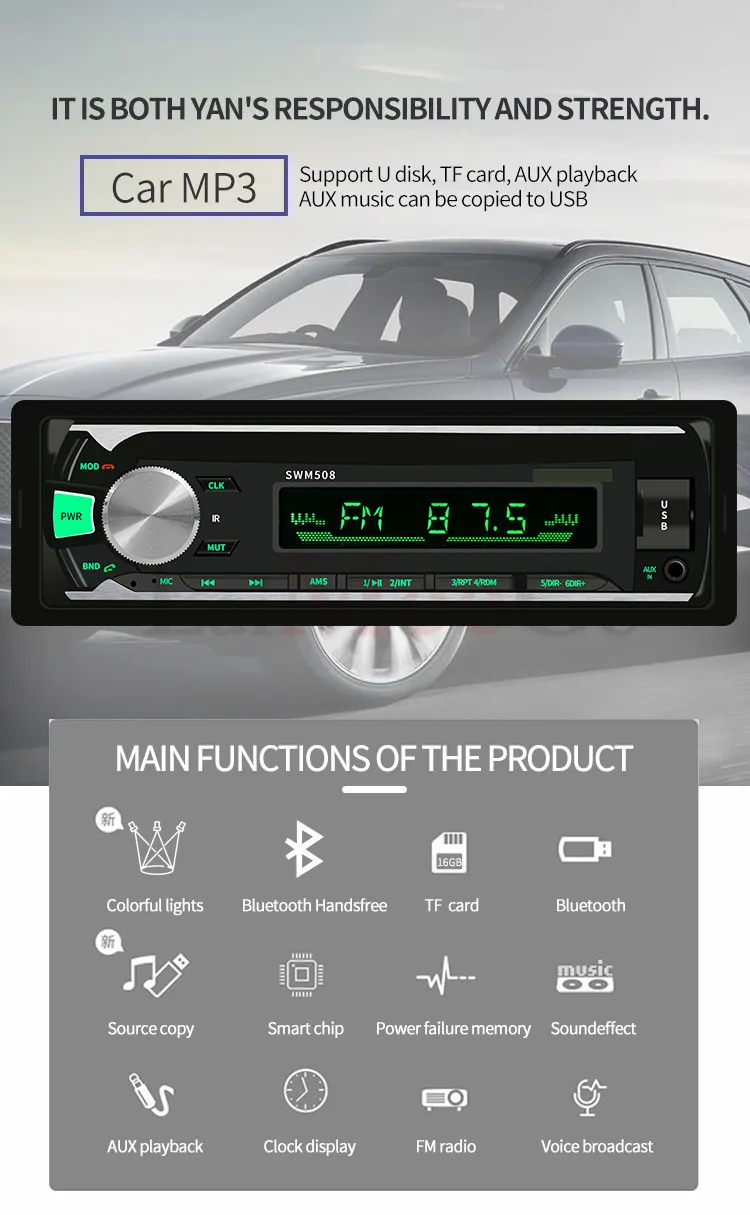 2019 One Din Car Radio Autoradio Stereo MP5 FM Bluetooth FMUSB1 Dinremote control Radio MP3 Audio Player 12V Car Audio Auto (5)