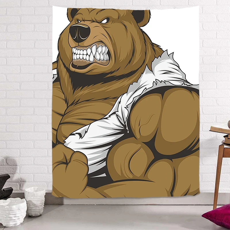 Home Gym Hanging Cloth Muscle Animal Wall Dormitory Bedroom Bedside Decoration Mural Hippie Tapiz Gobelin | Дом и сад