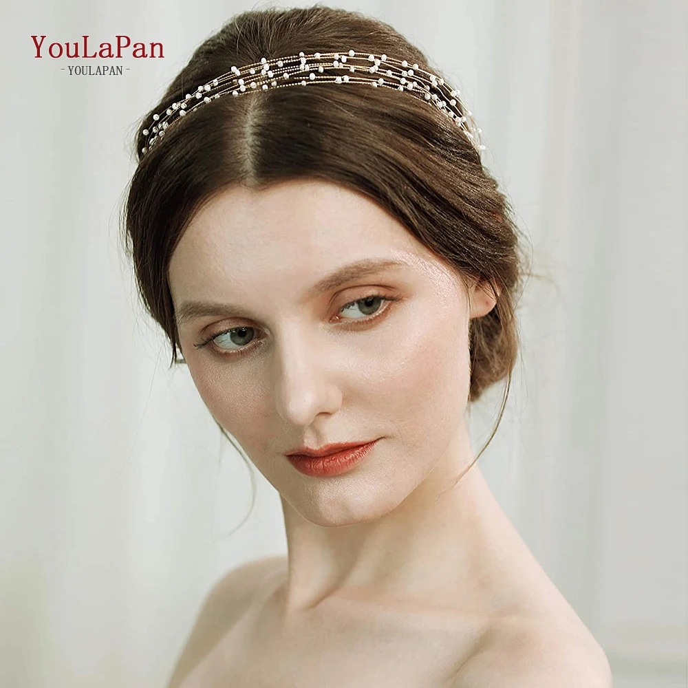 Свадебный головной убор TOPQUEEN ручной работы стразы из бисера головная повязка для