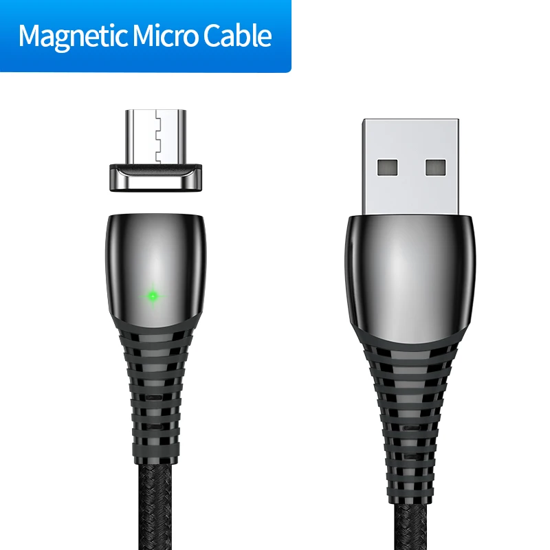 Магнитный кабель из Udyr цинка, кабель Micro usb type C для iPhone X, samsung, Xiaomi, 3A, быстрое зарядное устройство, магнитный кабель для мобильного телефона - Цвет: Black Micro Cable