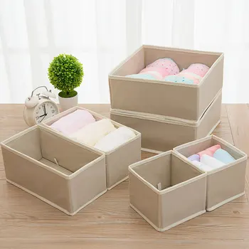 

6PCS Underwear Socks Storage Box Fabric Table Bra Underwear Storage Drawer Type Finishing Storage Box 40