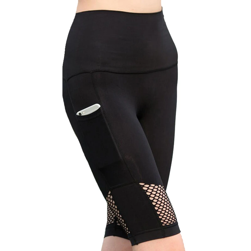 Q426 Black DICHSKI женские черные сетчатые укороченные брюки Капри женские спортивные Леггинсы для фитнеса для йоги для спортзала леггинсы с высокой талией Девушки фитнес штаны для йоги - Цвет: Q426 Black