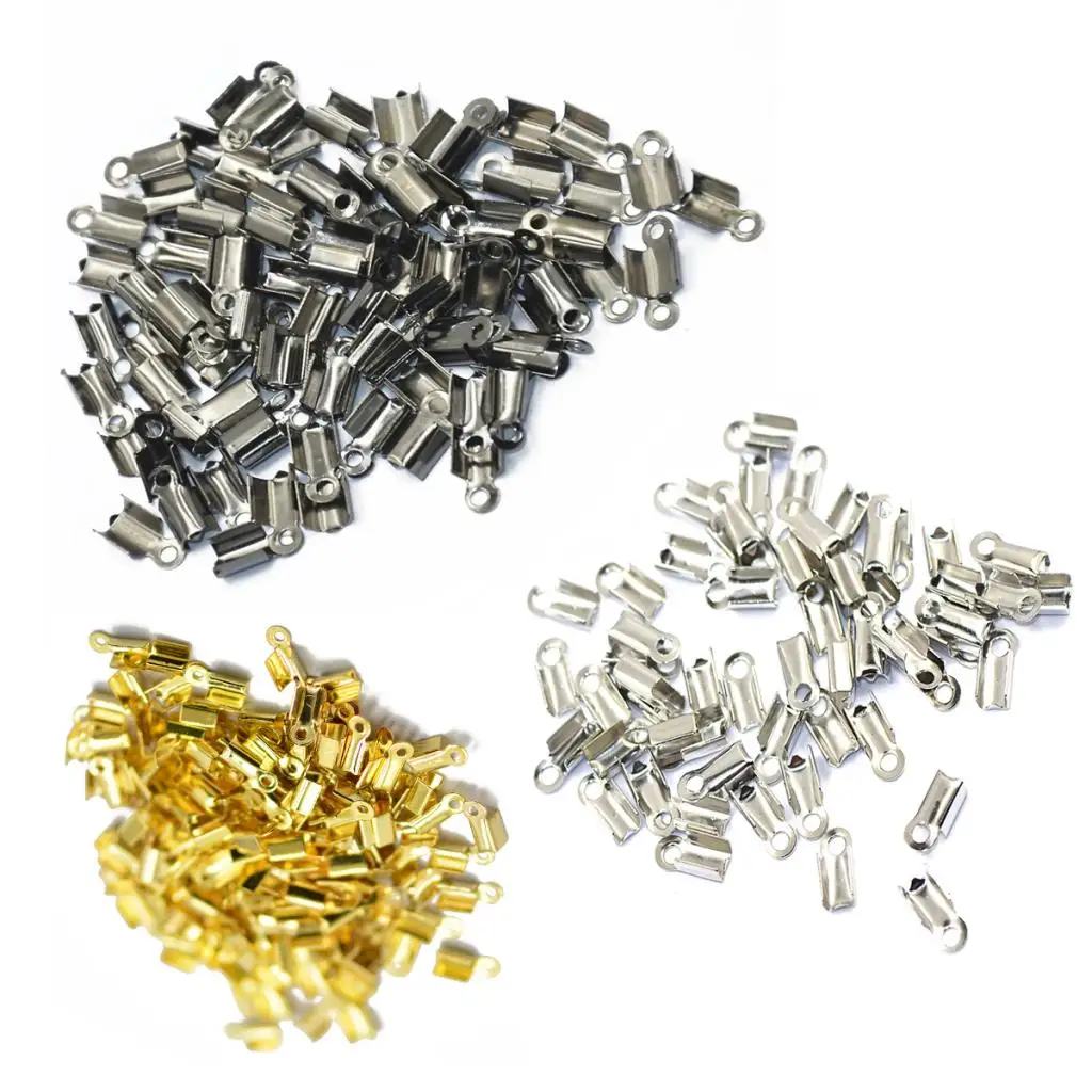

300pcs Ribbon Clip Clamp Cord Crimp End Cap Tip Necklace Connector Finding