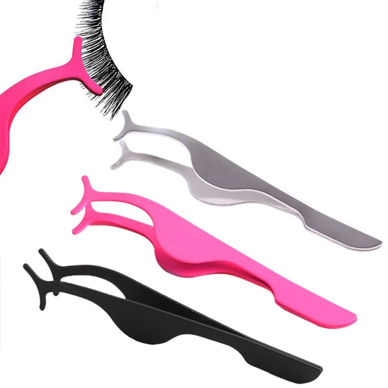 

Hot False Eyelash Tweezers Fake Eye Lash Applicator Eyelash Extension Curler Nipper Auxiliary Clip Clamp Makeup Forceps Tools