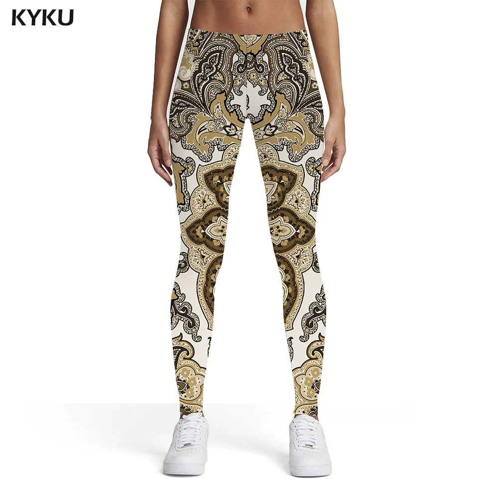 

KYKU Flowers Leggings Women Floral Elastic Art Sport Harajuku Leggins Womens Leggings Pants Casual Slim Funky Ladies