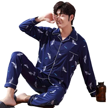 

Sleepwear Men Pajamas Big Size Men Pajamas Long Sleeve Spring 2019 Autumn Pajama Set Men Cotton Pajamas for Men Set Leisure