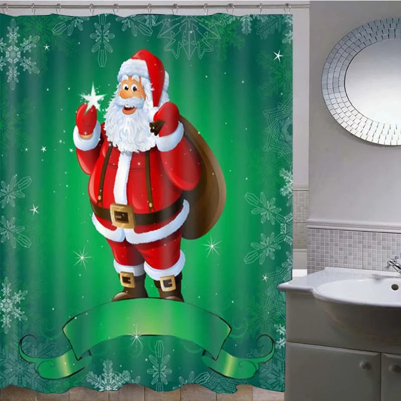 Christmas Shower Curtain Waterproof Shower Curtain High Quality Santa Claus Shower Curtain Can Be Customized for Home Decor