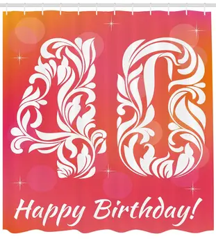 

40th Birthday Pattern Shower Curtain Fabric Decor Set Custom