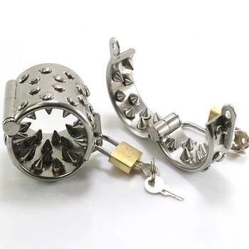 Metal Penis Rings Clamp Sex Toys For Men Masturbators Spike Cockring Clamp Stimulate Crusher Penis Erection Male Chastity Cage 6