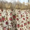 Korean Style  Cotton Linen Roses Printed Lace Short Curtain /Door Curtain  Kitchen /Bathroom Decorative  Partition Curtain 3