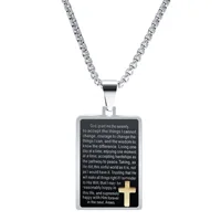 European And American Ins Simple Personality Christian Jesus Cross Retro Square Stainless Steel Men's Necklace
