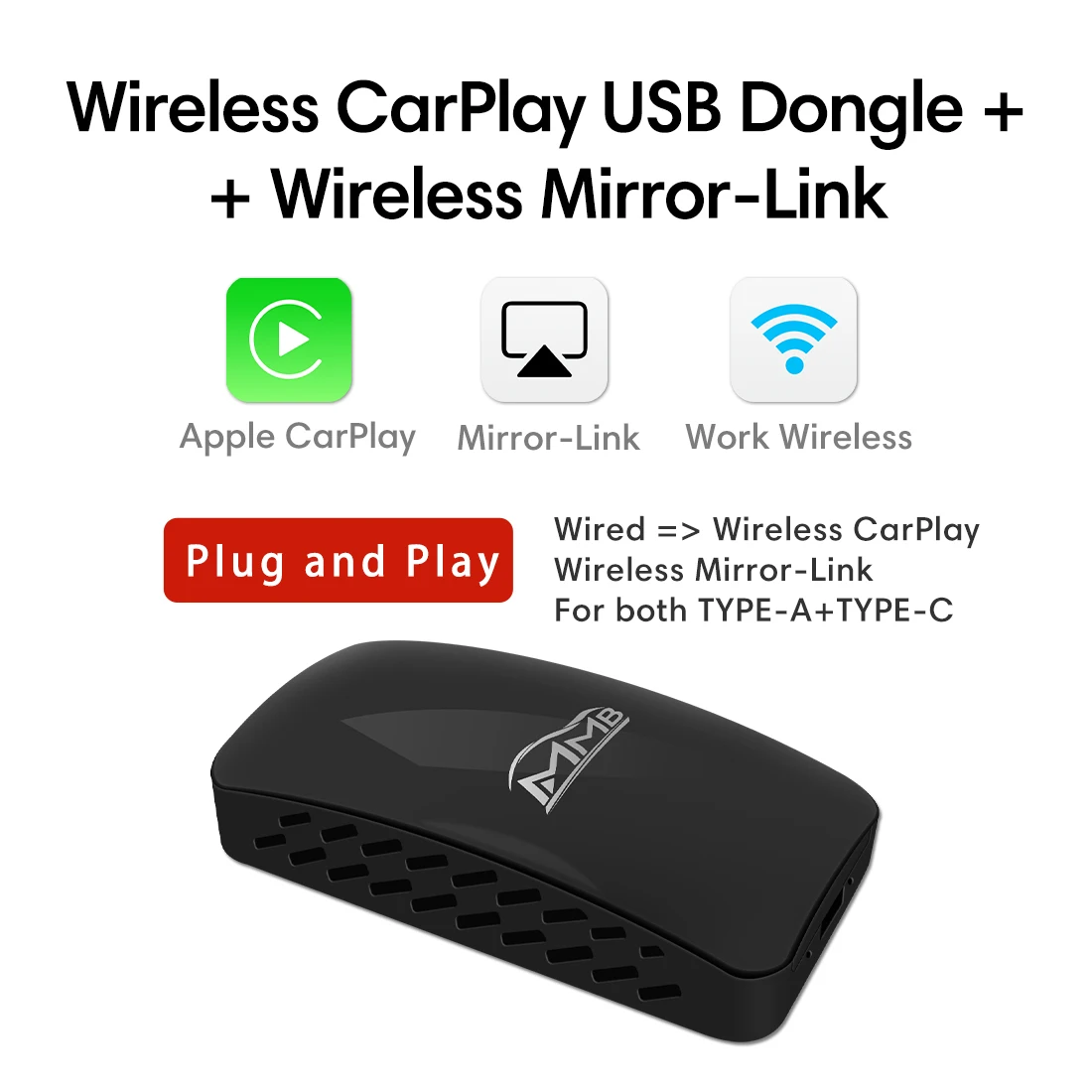 MMB Universal Wireless Apple carplay USB Dongle upgrate OEM Carplay wireless Mirror-link автомобильный телевизр