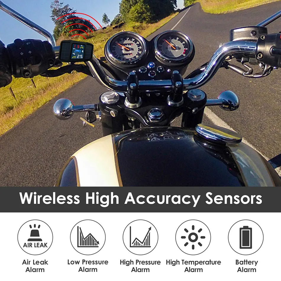 Водонепроницаемый Мотоцикл TPMS USB солнечная зарядка двигатель шины давление