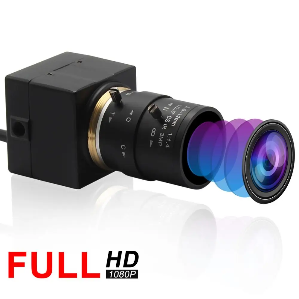 CS 마운트 2.8-12mm varifocus 렌즈 H.264 30fps 1920*1080 저조도 0.01lux 컬러 CMOS IMX322 센서 USB 카메라 웹캠