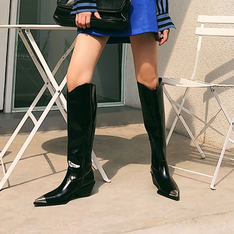 New Autumn Winter Women Metal Pointed 