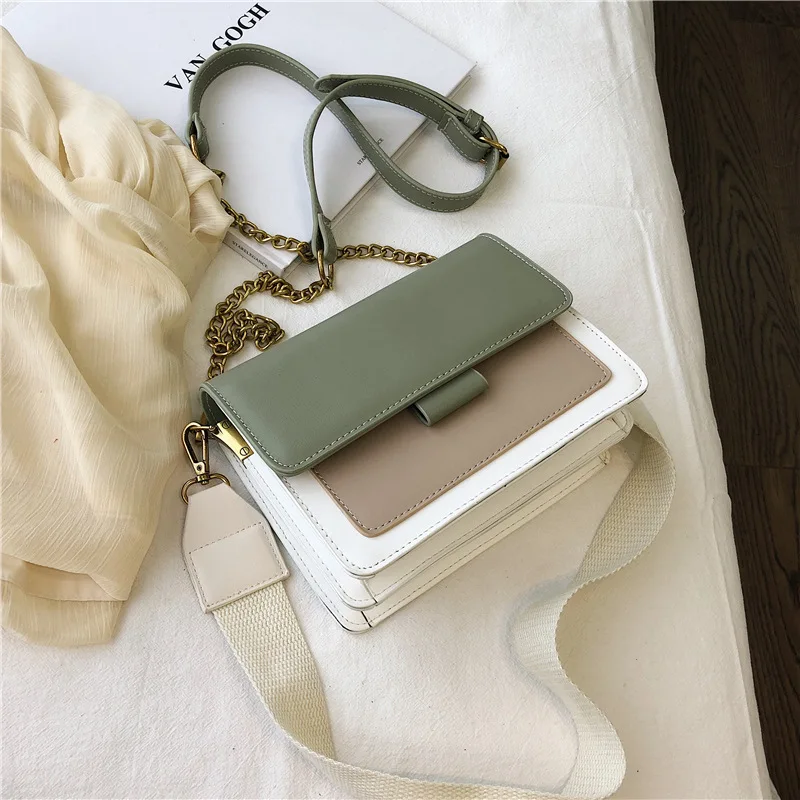 

leather crossbody bags for women contrast color hasp chain bags shoulder bags for women 2018 designer handbags high quality sac