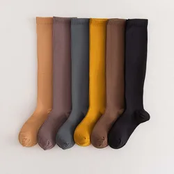 Women's Compression Socks Stovepipe Compression Stockings Nylon Comfortable Solid Color Knee Socks 5 Pair