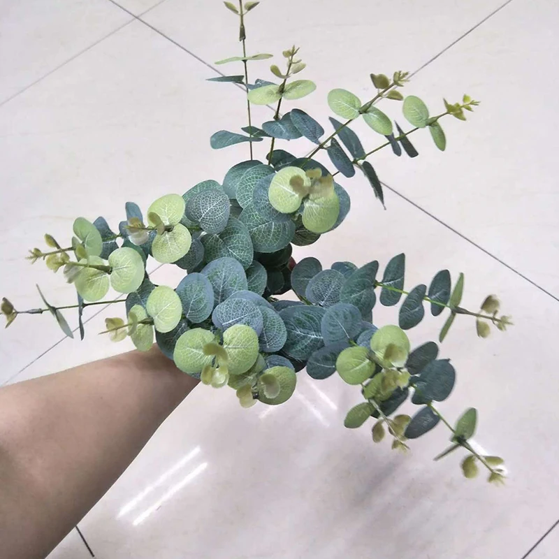 16 головок, искусственные листья эвкалипта оставить Букет шелк искусственный листья украшения дома DIY цветок растение искусственный листва