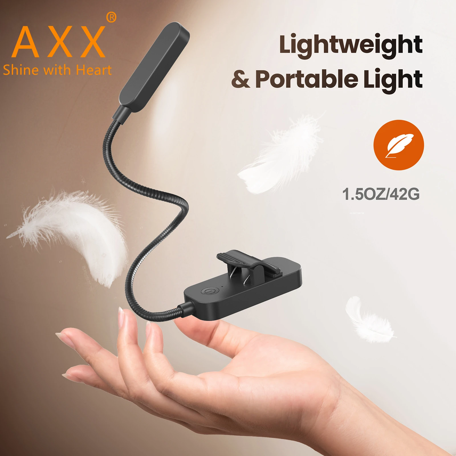 Clip Book Light Amber Reading Lights for Bed Rechargeable Clip Light for Kids Battery Powered Small LED Lights Night Students