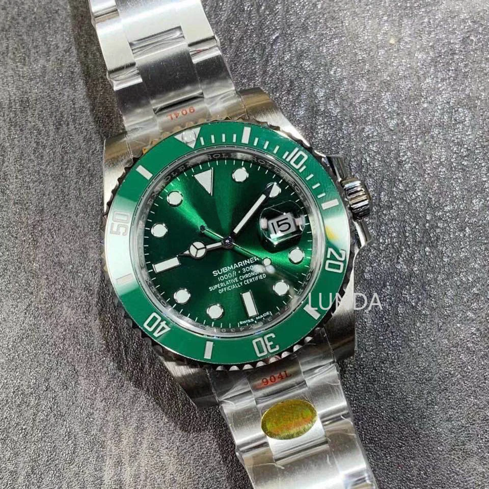

Top brand men's luxury watch green GMT series ceramic rose gold rlx 40MM dial date strap automatic mechanical wristwatch