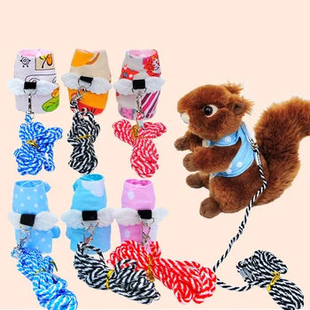 

1pc Cartoon Cotton Small Pet Button Style Leashes Squirrel Guinea Pig Rabbit Mink Outdoor Walking Traction Rope Harnesses Belt