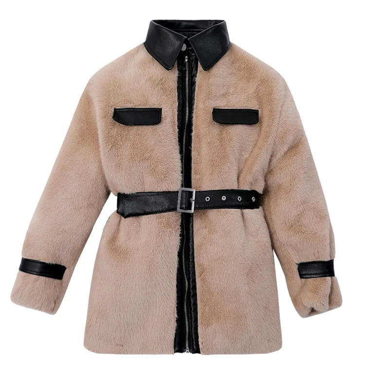 Heydress, женские зимние куртки из искусственной кожи, пальто, винтажные женские плотные пальто в стиле пэчворк, Повседневная Уличная верхняя одежда с поясом для девушек