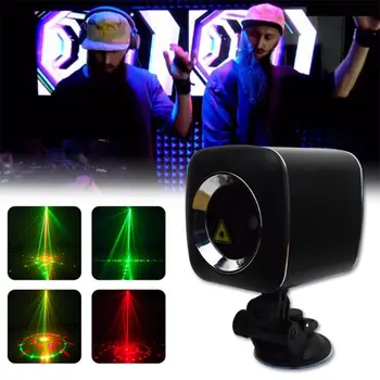 

Mini LED Laser Light 32RG Rotary USB Rechargeable Sound/Remote Control Battery Powered Stage Effect Projector Lights