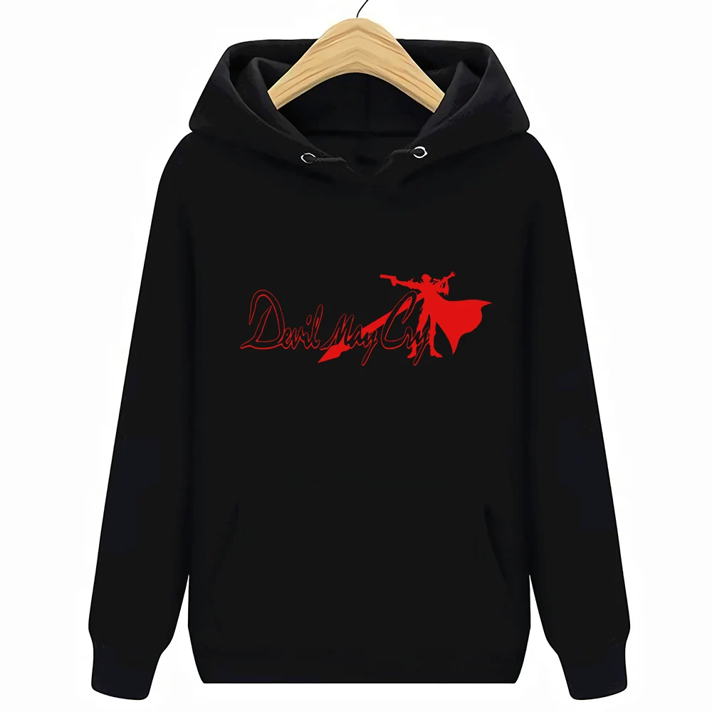Толстовки с логотипом DMC Dante Vergil, классические ретро геймеры, мужские топы s-xxl - Цвет: Черный