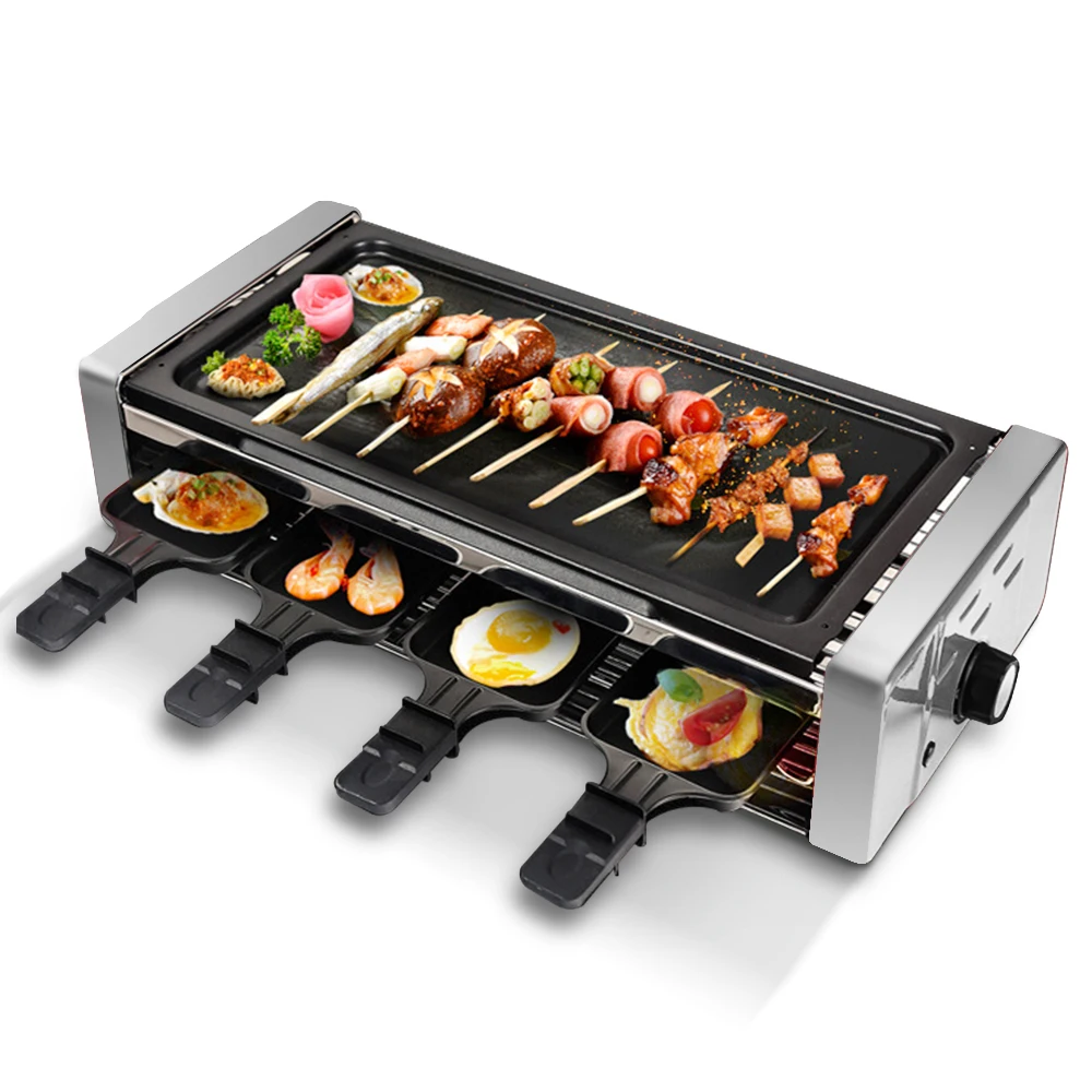 Электрический Настольный гриль Raclette для барбекю бездымный с антипригарной
