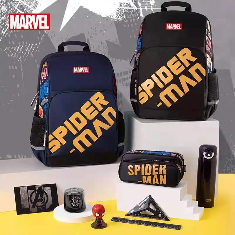 Genuine Disney New School Bags for Boy Primary Student Shoulder Orthopedic Backpack Spider Man Grade 1-5 Kids Gifts Mochilars