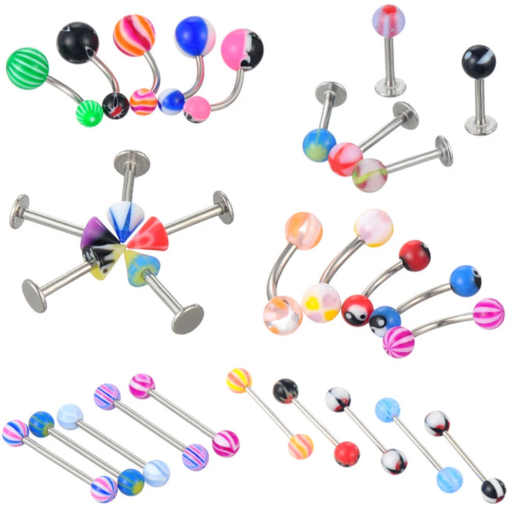 Piercing Jewelry Body Piercing Jewelry Body Jewelry 110pcs Mixed Lip Eyebrow Belly Tongue Nipple Bar Ring Sexy Vintage Piercing Studs Multicolor For Woman Man