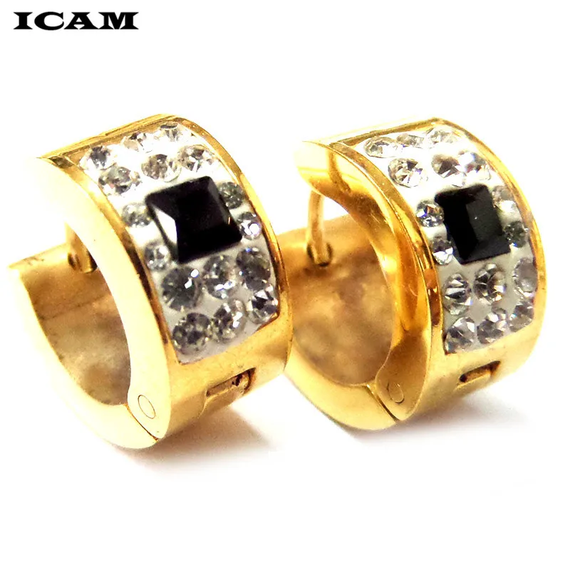 ICAM кубический цирконий cz серьги-кольца Позолоченные Классические великолепные европейские женские модные элегантные ювелирные изделия huggie