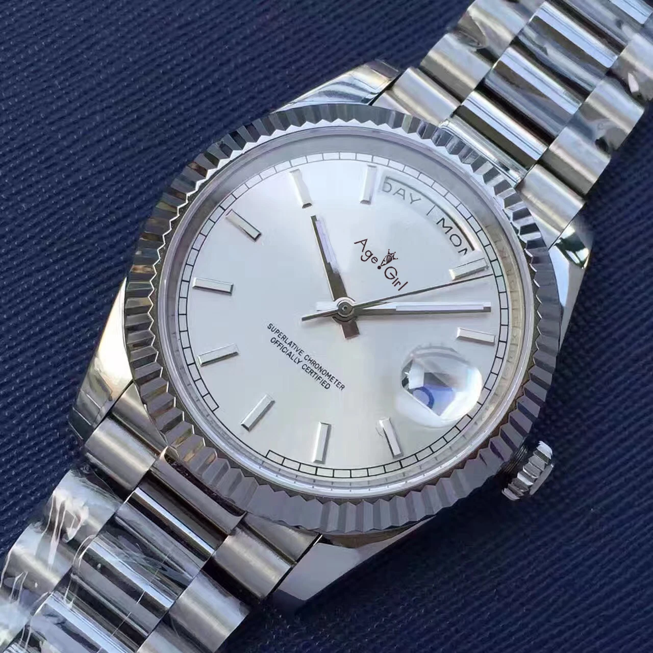 White Silver Роскошные брендовые новые мужские часы Daydate, золотые, серебристые, черные, синие, автоматические механические часы из нержавеющей стали сапфировые, президент, римские ЧАСЫ 41 мм AAA - Цвет: White Silver