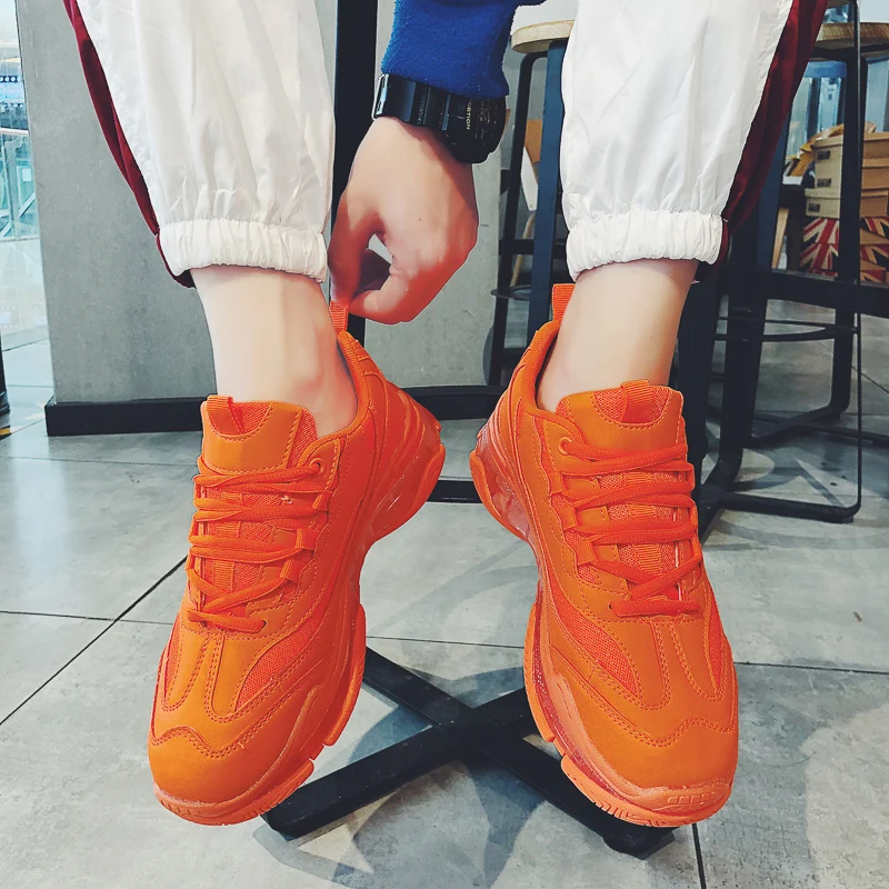 ADBOOV/однотонная модная Уличная обувь; мужские кроссовки на прозрачной подошве; мужские кроссовки; chaussure homme; обувь для папы; цвет оранжевый, зеленый, желтый