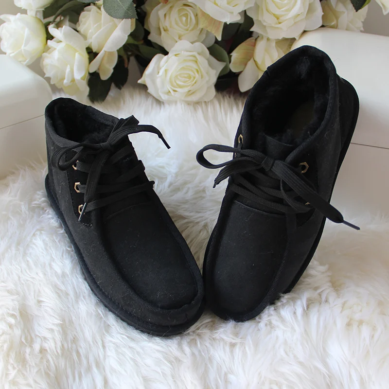 New Fashion Men's Shoes Boots Genuine Sheepskin Male Snow Boots Winter Boots Natural Fur Warm Wool Ankle Boots Men Shoes